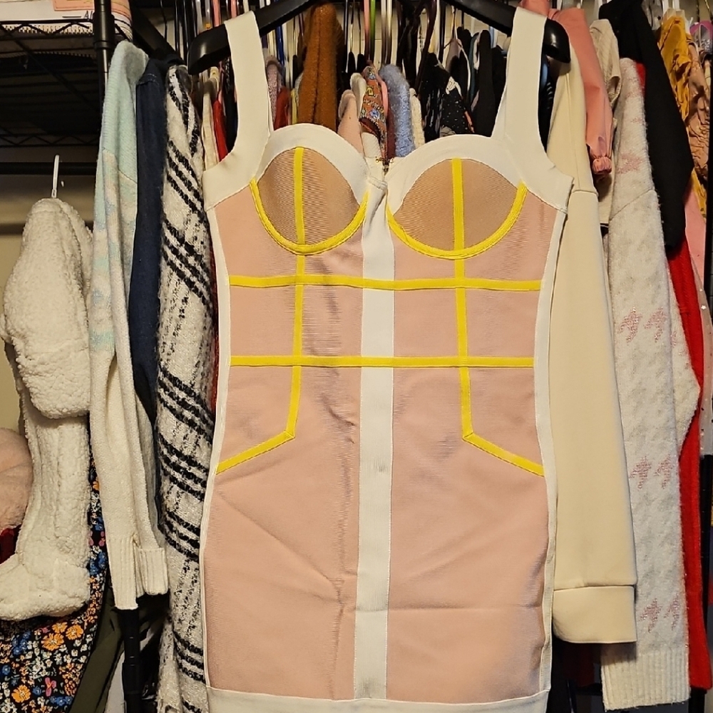 Bebe Beige and Cream Dress